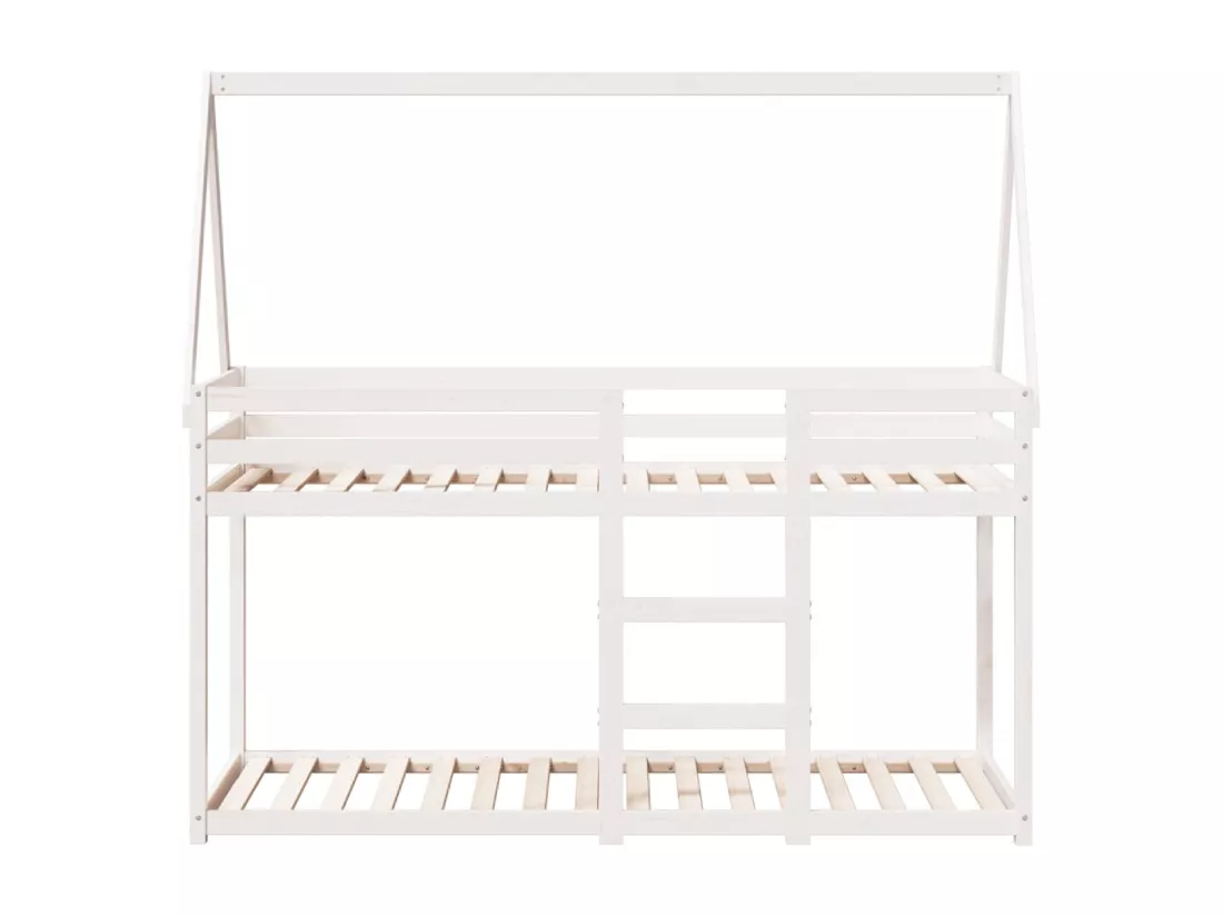 Lit superposé avec toit blanc 75x190 cm bois massif de pin