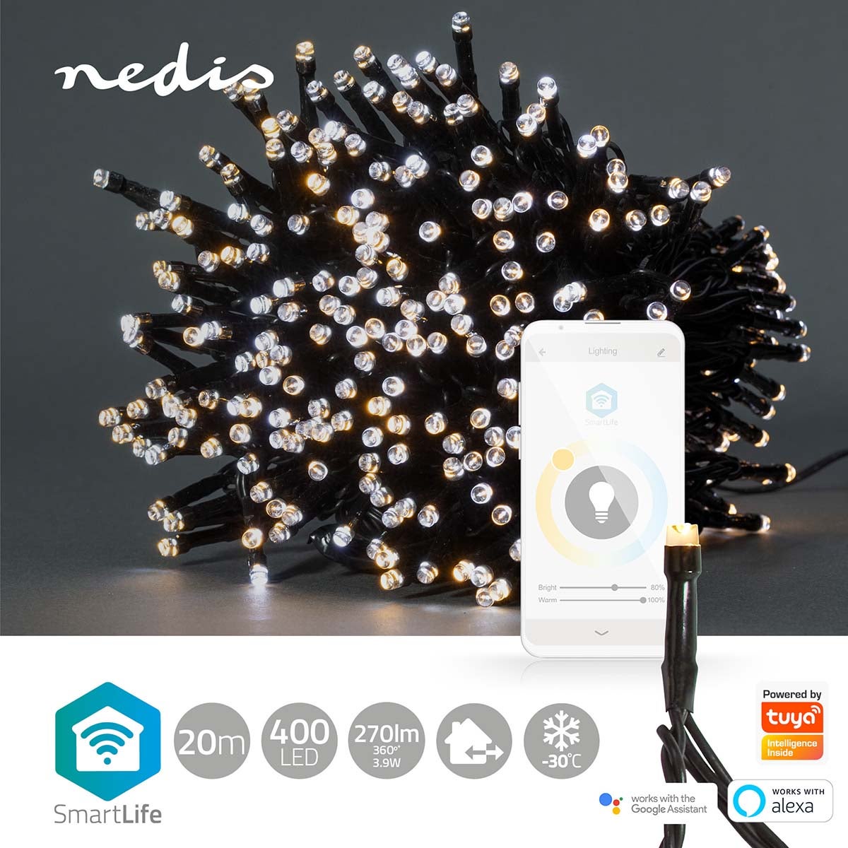 Nedis SmartLife Decoratieve LED iOS/Android 400 LED's warm/koel wit