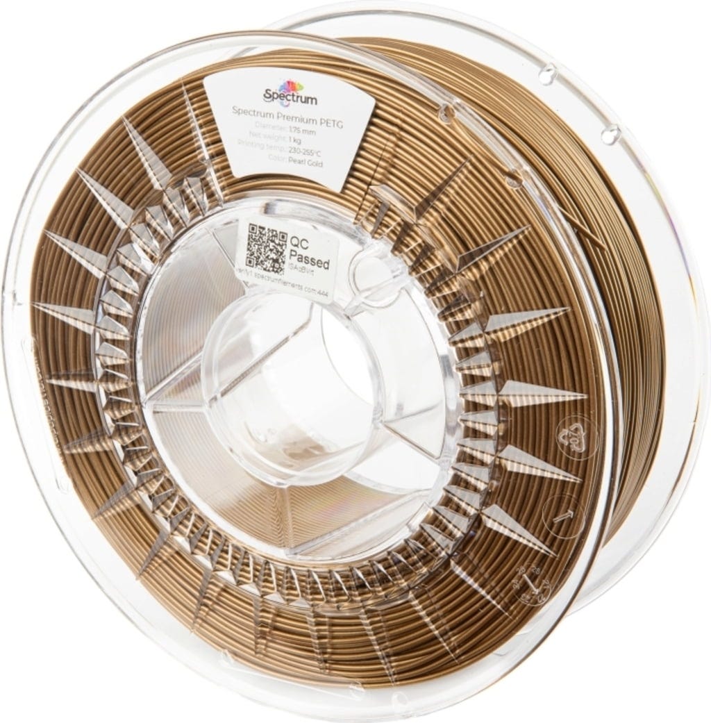Spectrum  PETG Premium Pearl Gold, 1,75 mm / 1000 g    Vielfältiges Filament mit hoher Transparenz & Temperaturbeständigkeit