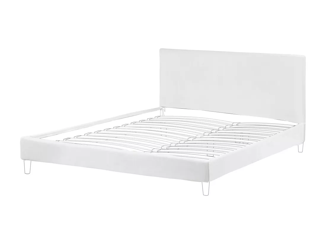 Revêtement de cadre de lit Velours FITOU 180 x 200 cm Blanc