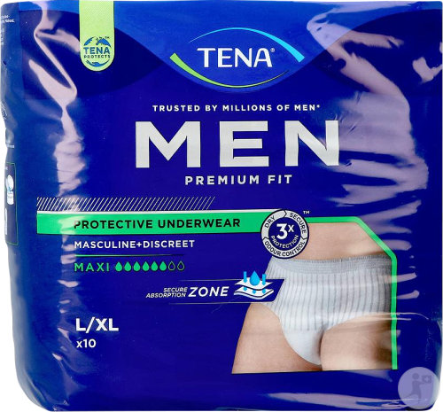 Tena Men Premium Fit Culottes D'Incontinence Maxi Taille L/XL 10 Culottes