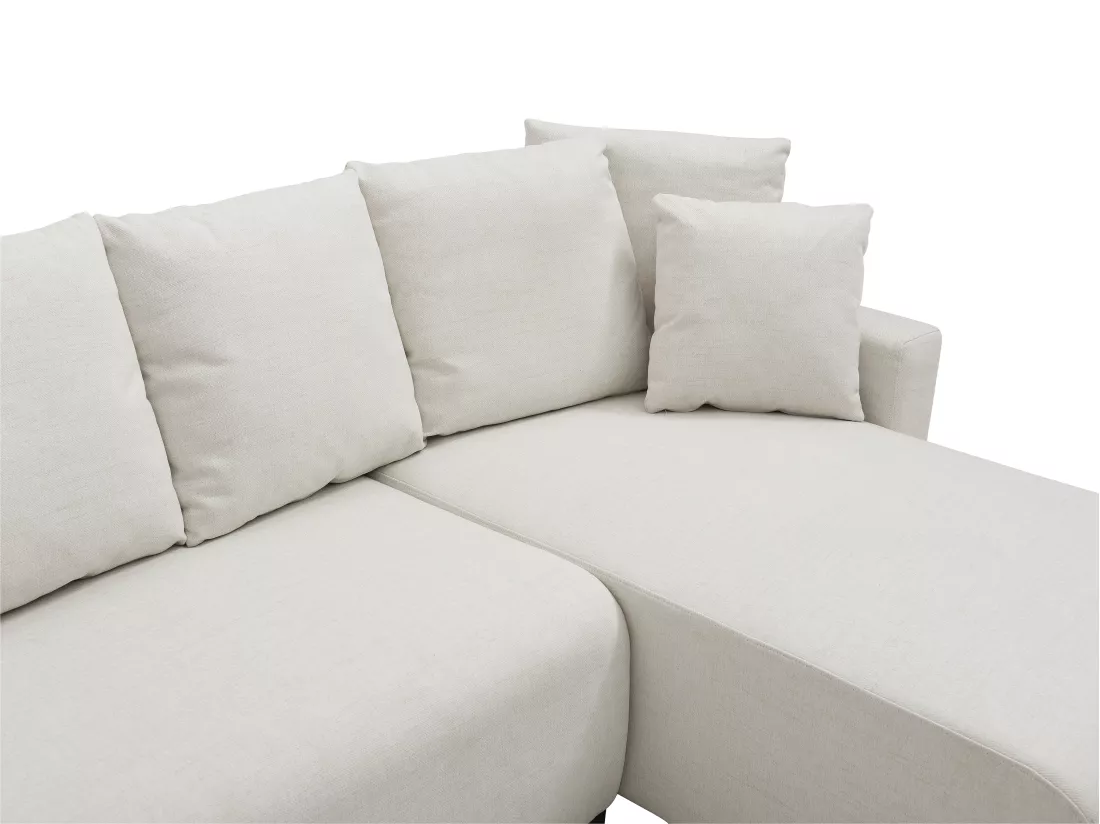 Canapé d'angle panoramique convertible en tissu beige LADAZIA II