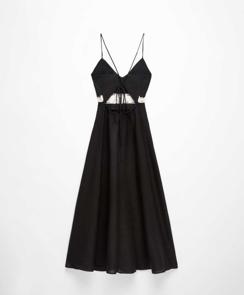 Vestido longo de linho com alças