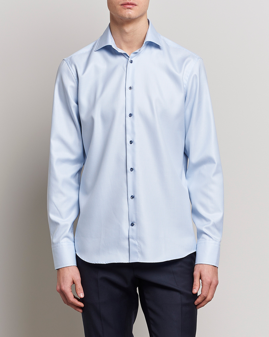 Stenströms Fitted Body Contrast Shirt Light Blue