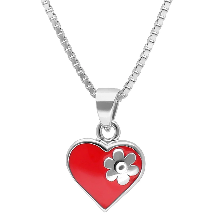 trendor Mädchen-Halskette Silber 925 Collier mit Herz-Anhänger silver