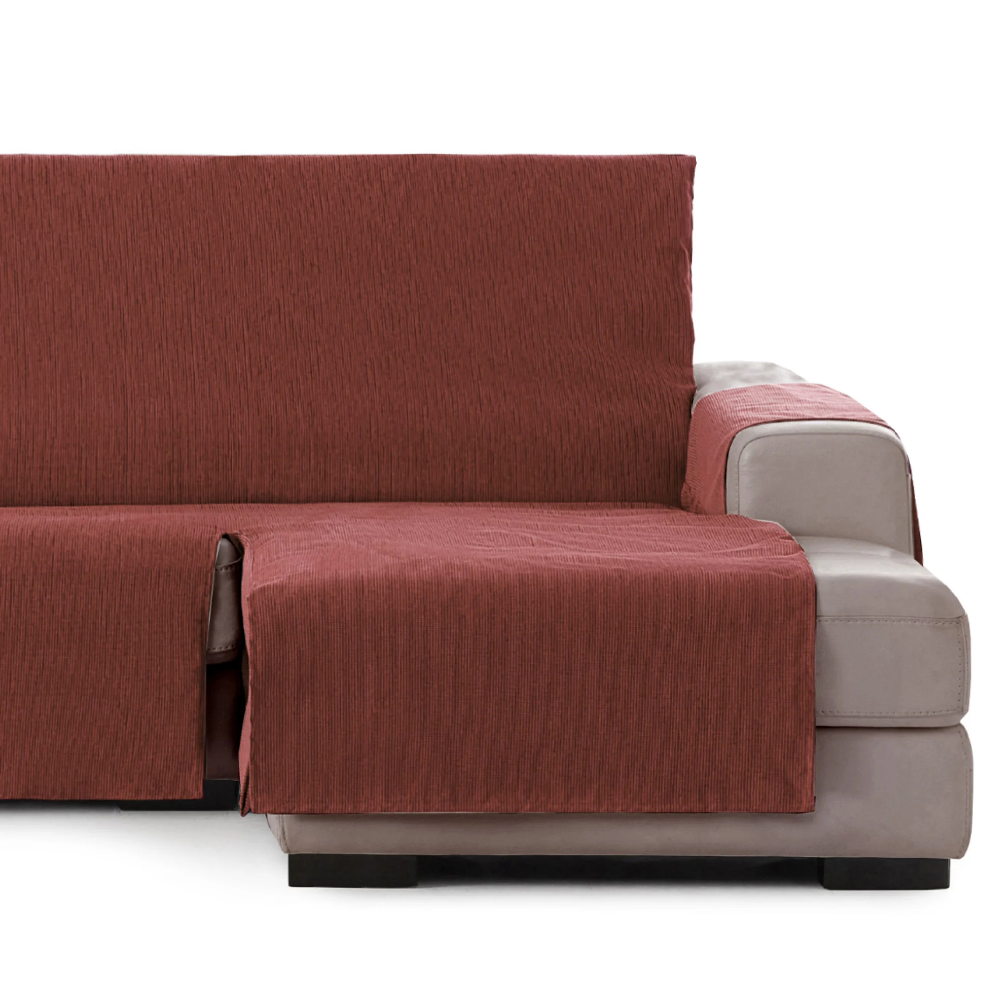 Capa para Chaise Longue Vipalia em Chenille Liso, Design Elite, Cor Terracota, Chaise Longue para Cães com Lado Direito