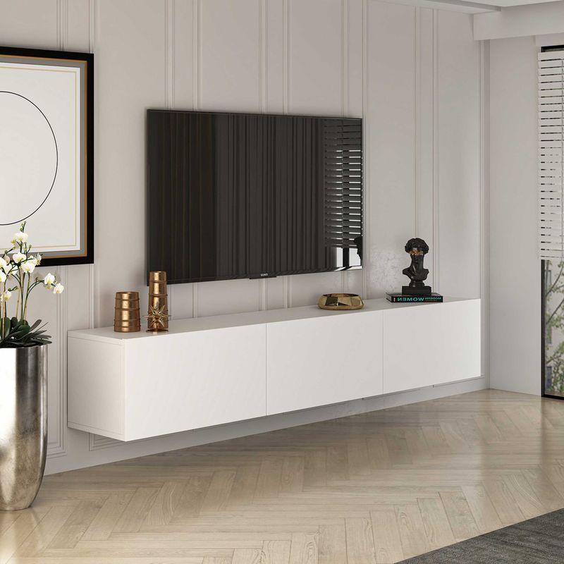 Kalune Design - Snug - TV-meubel - Wit - Spaanplaat - Breedte 150 cm