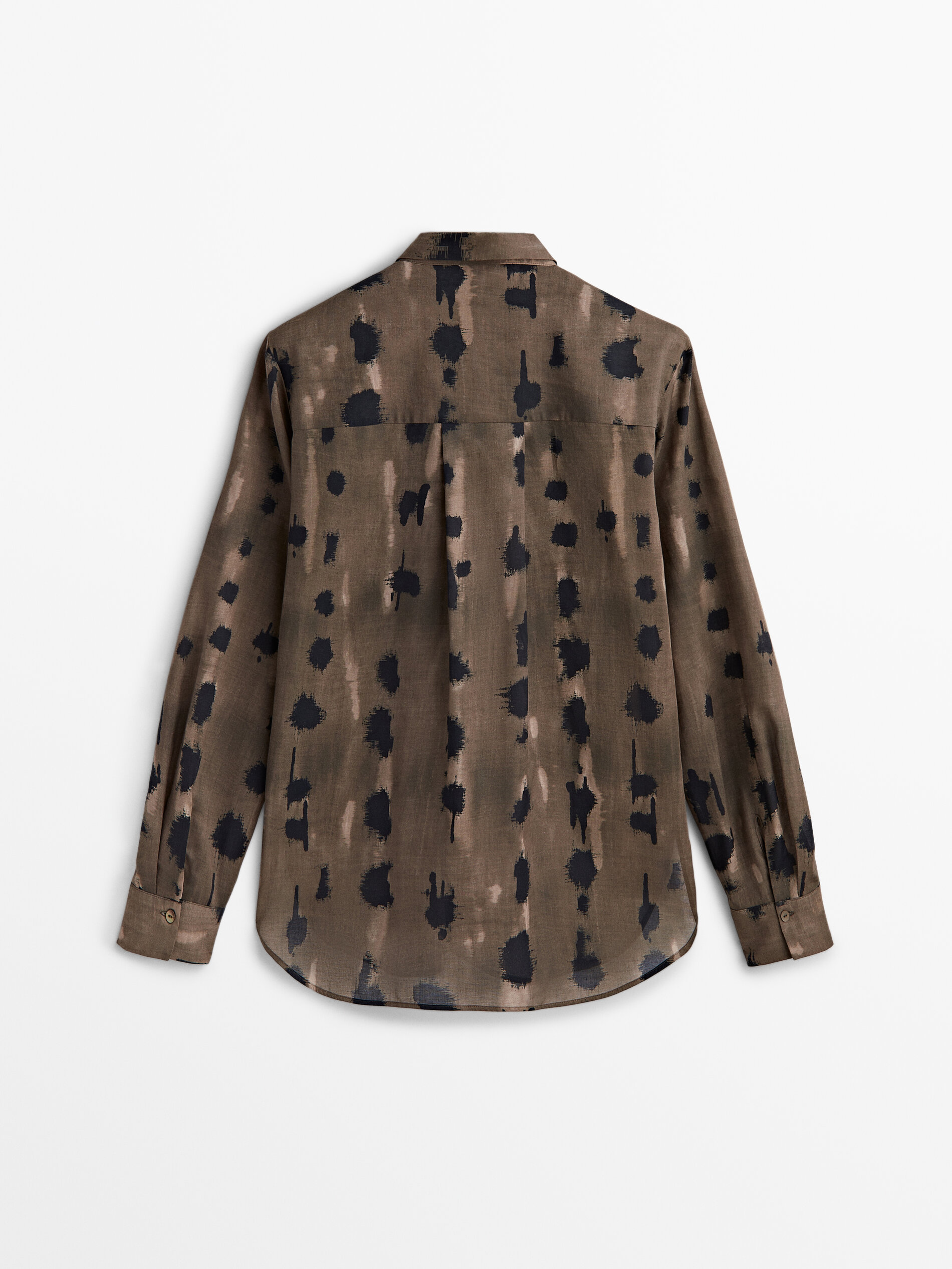 Camisa com estampa de bolinhas - MARROM