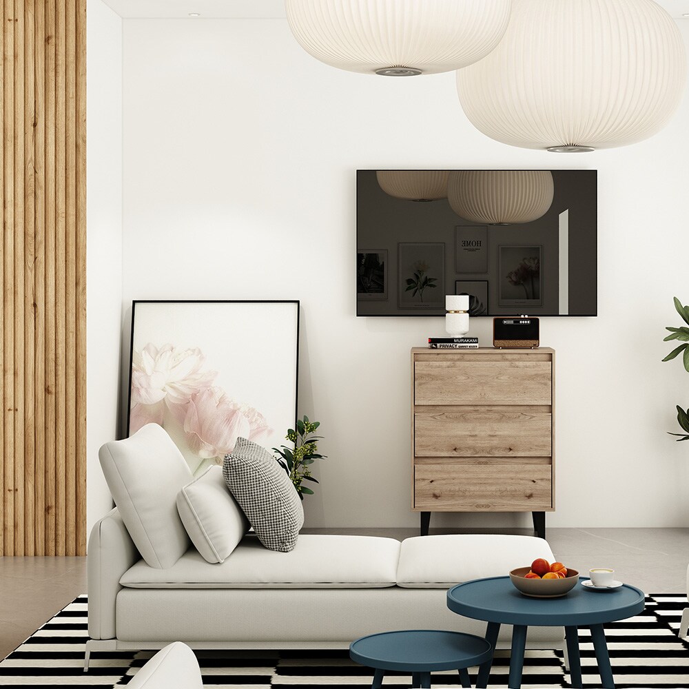 Vicco Sideboard Bahia Eiche 70 x 92 cm mit 3 Schubladen