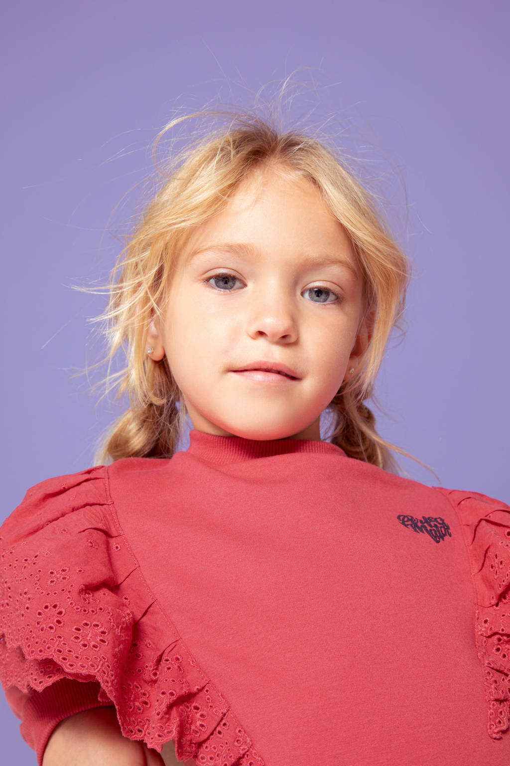 Orange Stars sweater Nadja met ruffles roze