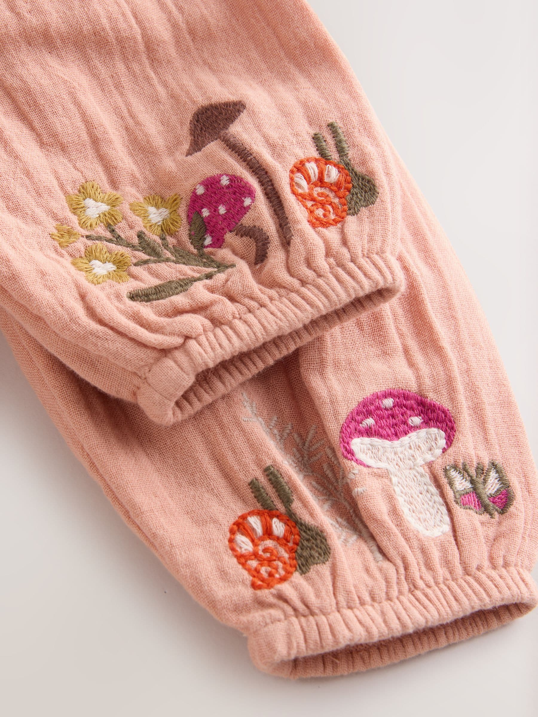 Bruin met borduursel - Babyrompers met bloemenprint Set 2 -delig met maillot (0mnd -3jr)