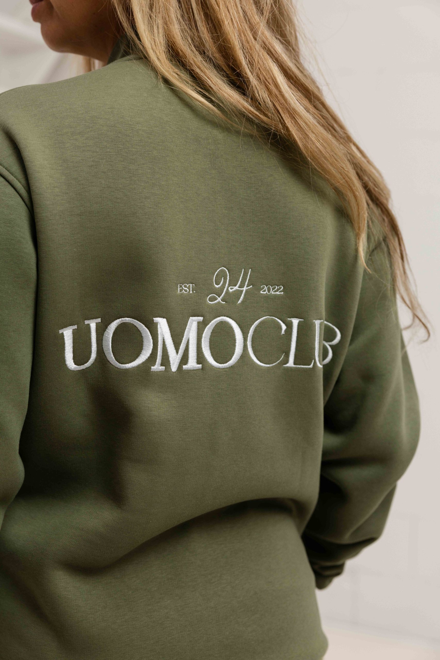 24 Uomo Club Half Zip Sweater Dames Army