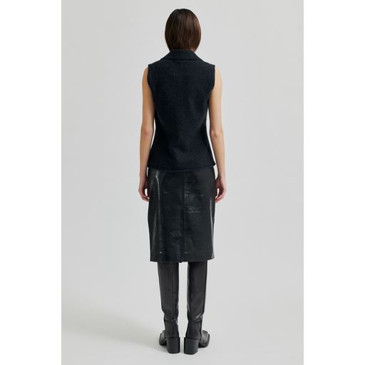 Second Female Aware Knit Zip Vest, Dark Grey Melange, S