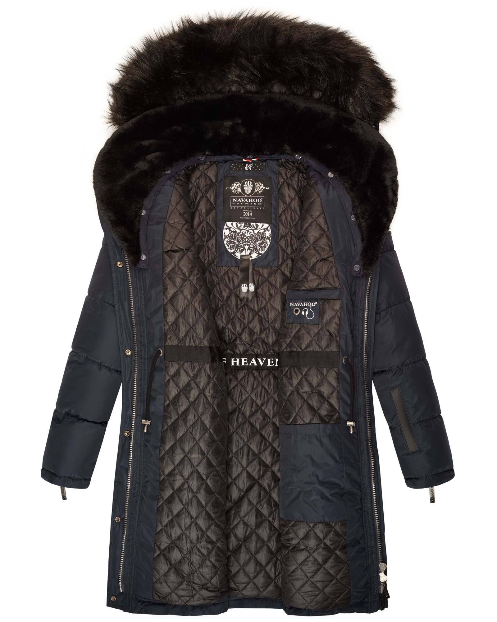 NAVAHOO Damen Stylischer Steppmantel Winter Parka mit edlem Fellimitat Sinja