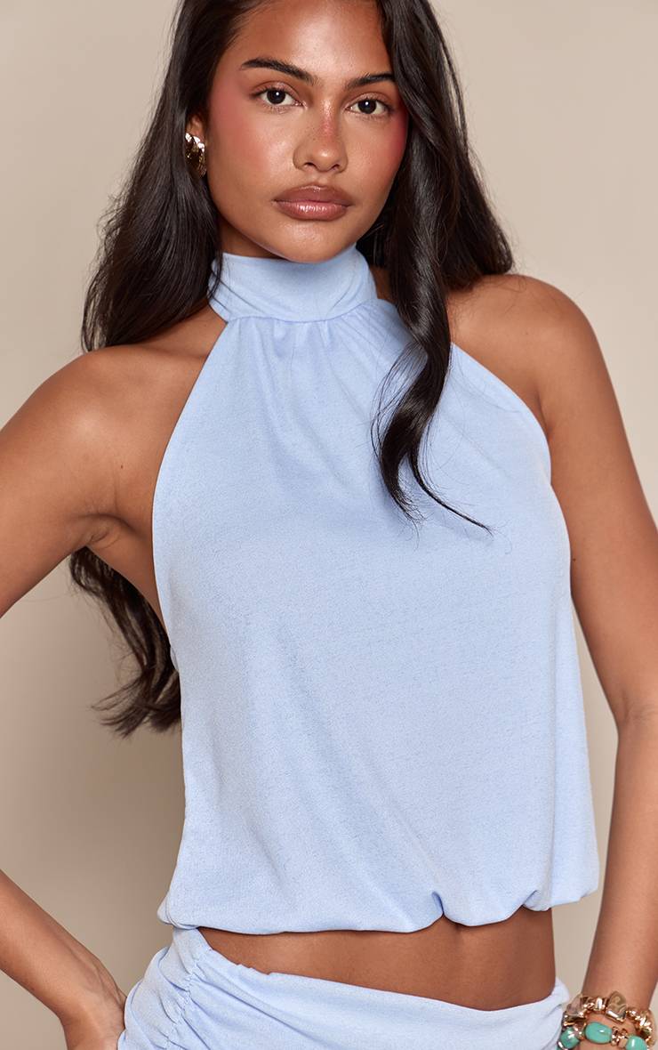 Bleu Layette Haut À Fronces Effet Pelure D'oignon Co-ord