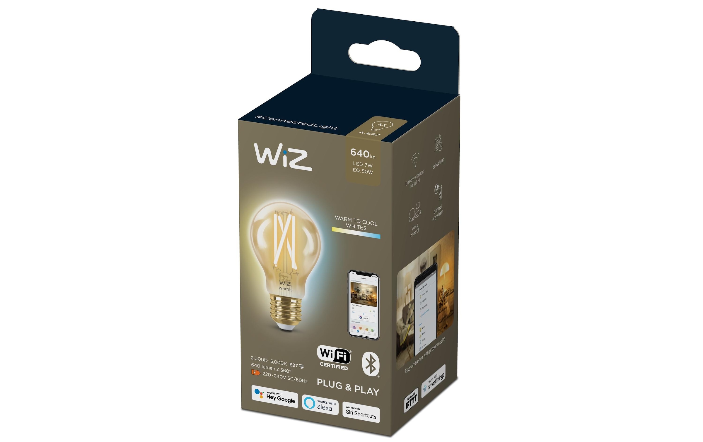 WiZ LED-Leuchtmittel »6.7W (50W) E27 A60 Filament Amber Einzelpack« E27