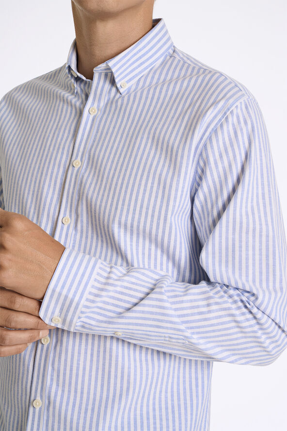 Lindbergh Striped superflex oxford L/S Blå