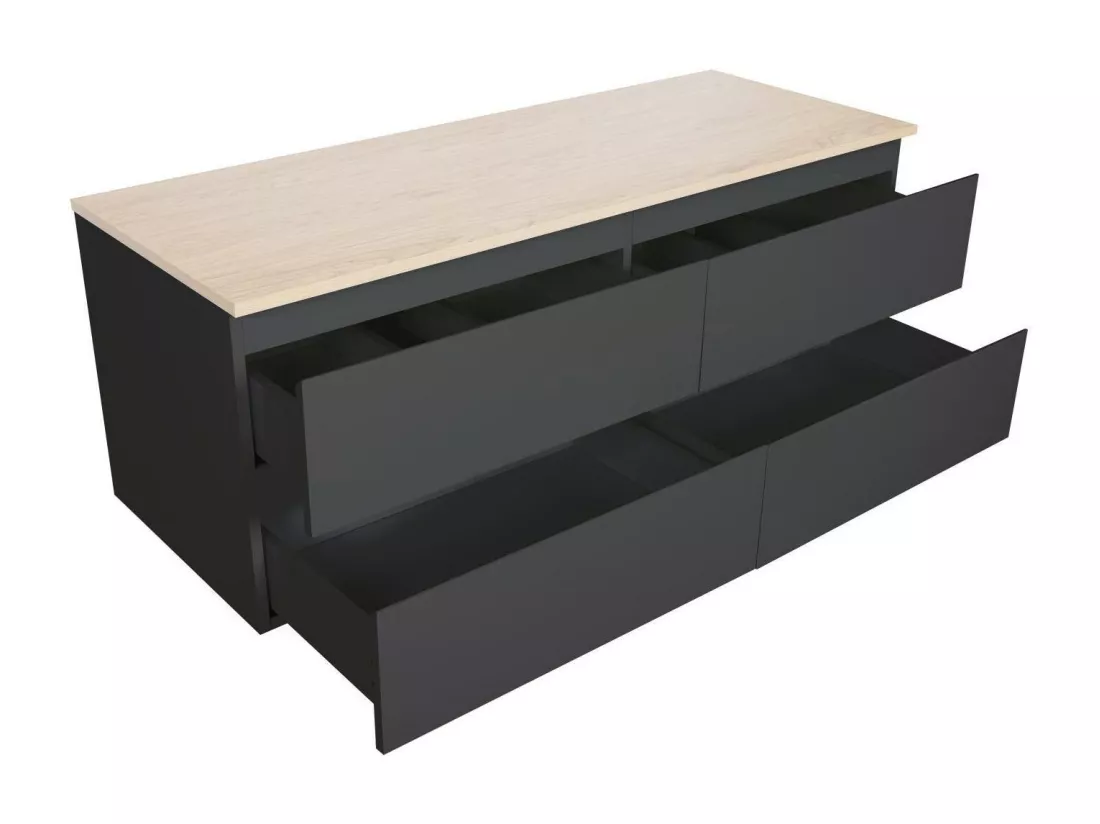 Meuble double vasque noir carbone 120 cm