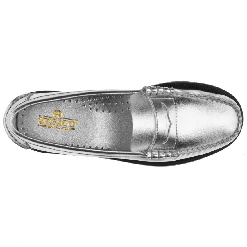 DAN MET SILVER GREY WOMAN MOCASSIN-Mocassin argenté pour femme