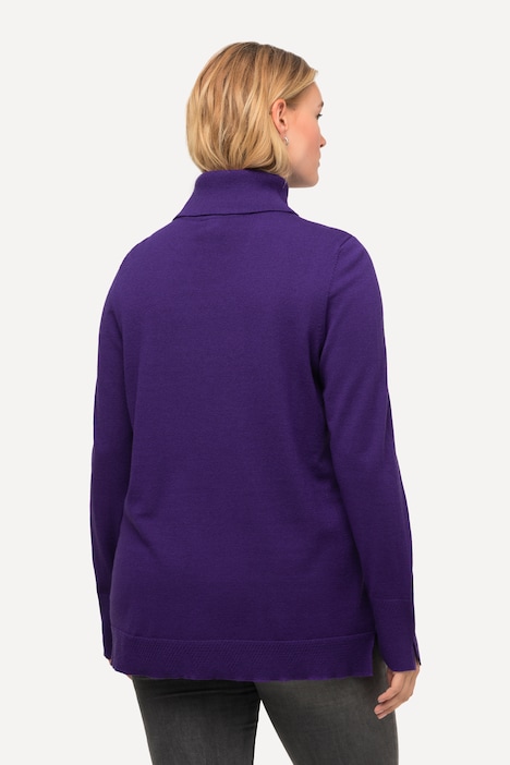 Rollkragenpullover, breite Rippbündchen, Langarm