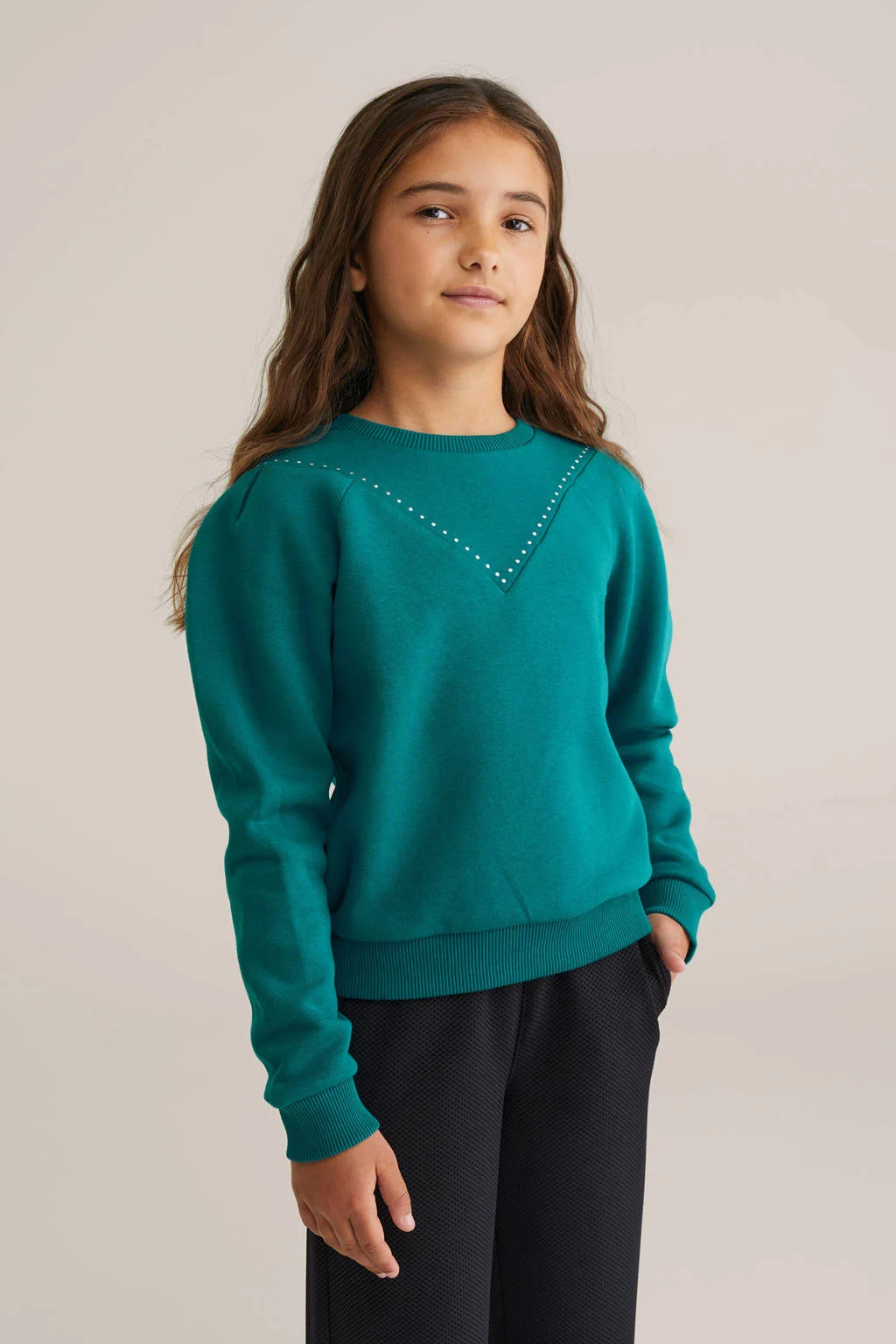 WE Fashion sweater donkergroen