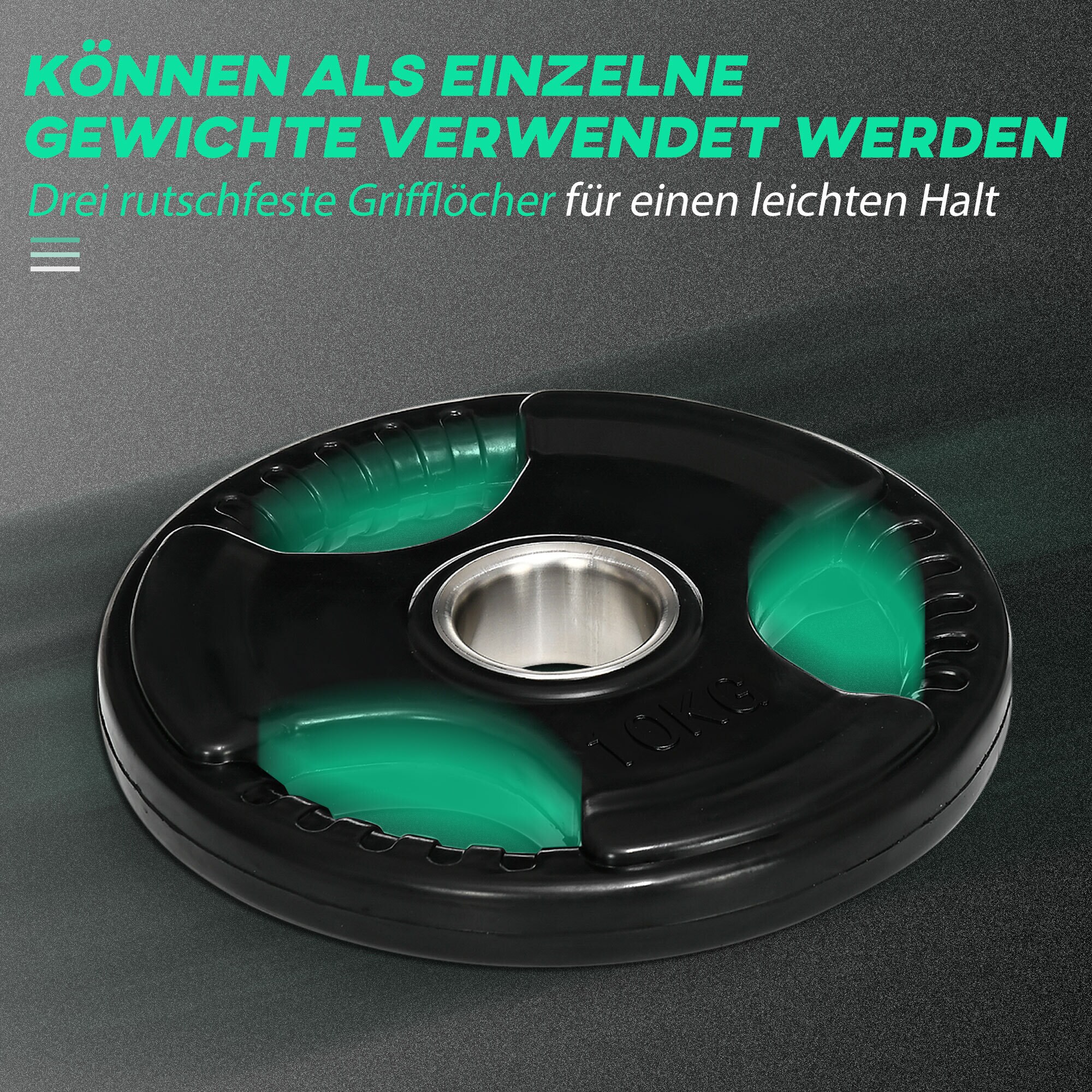 SPORTNOW Hantelscheibe mit 5 cm Bohrung schwarz 32L x 32B x 4H cm