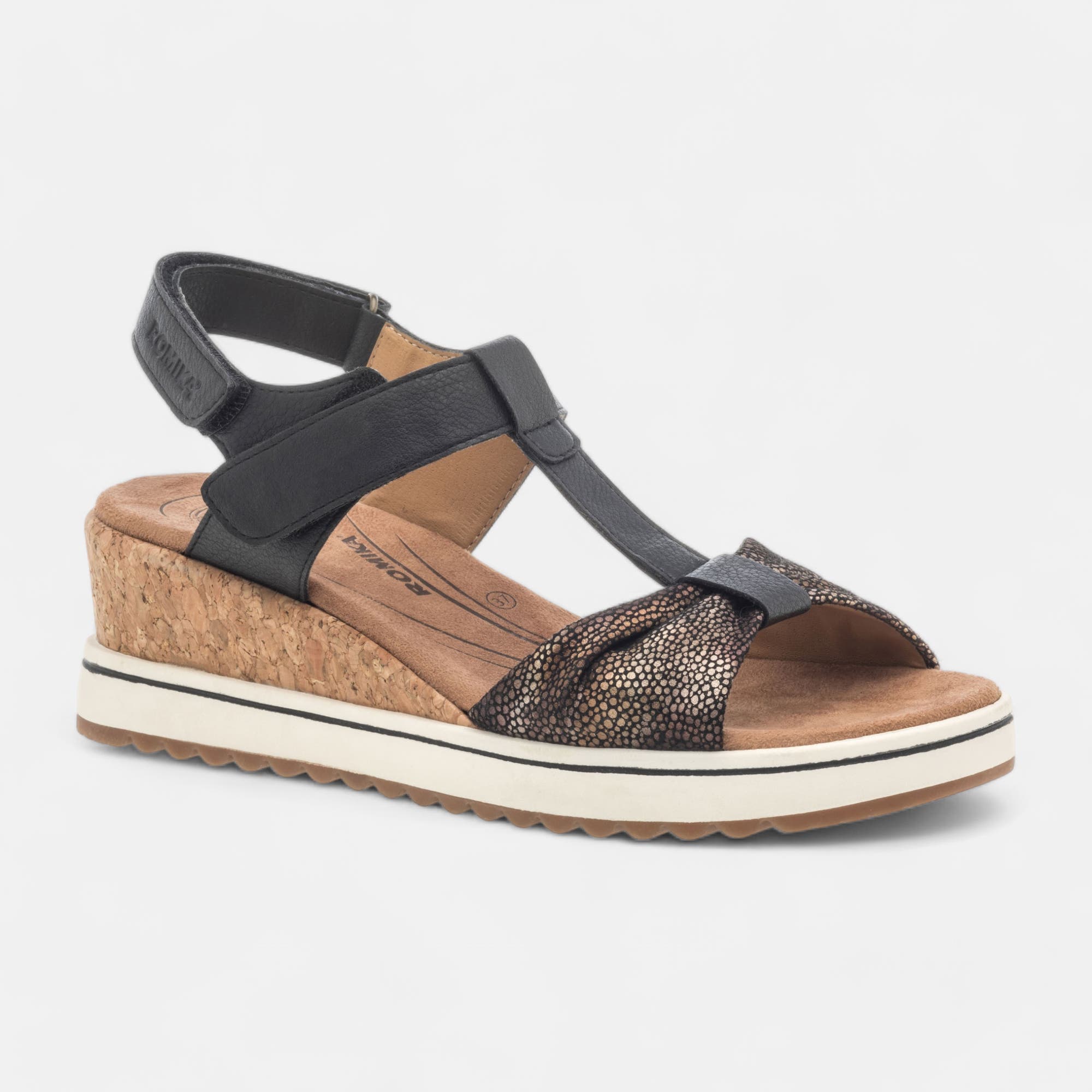 Sandales à talon compensé Femme noir
