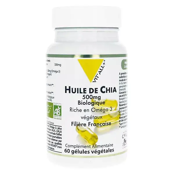Óleo de Chia Orgânico Vit'all+ 500mg 60 Cápsulas Vegetais