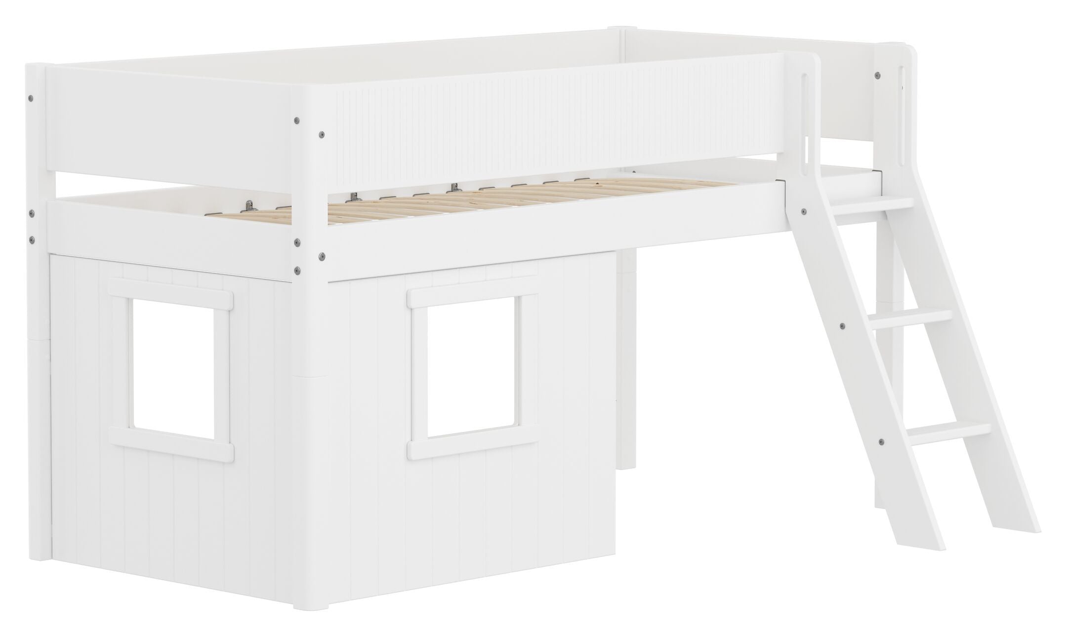 Flexa WHITE Halbhochbett mit Baumhaus - Weiss / B: 151.0 cm x T: 210.0 cm x H: 120.0 cm
