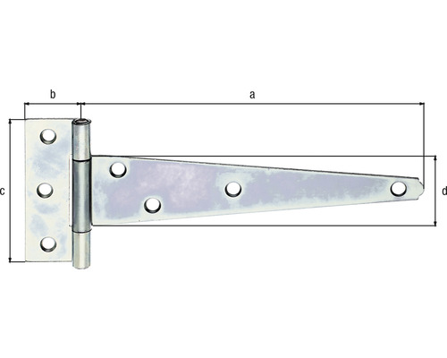 Doosscharnier met geklonken pen 200x90 mm, verzinkt, dikfilm gepassiveerd, 1 stuk