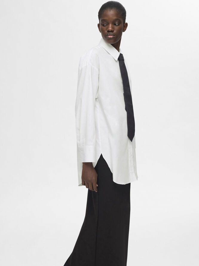 Selected Femme SLFAURA LS SHIRT B Hvid