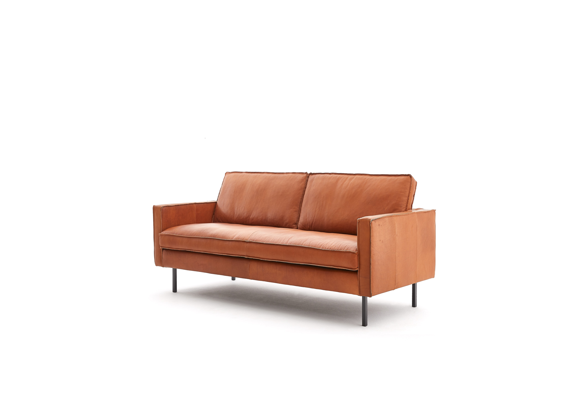 Loods 5 Design 2,5-zitsbank Slimm Leer Outside 2,5 Zits - 170 cm | PGC Sauvage Tobacco | Poten: Zwart