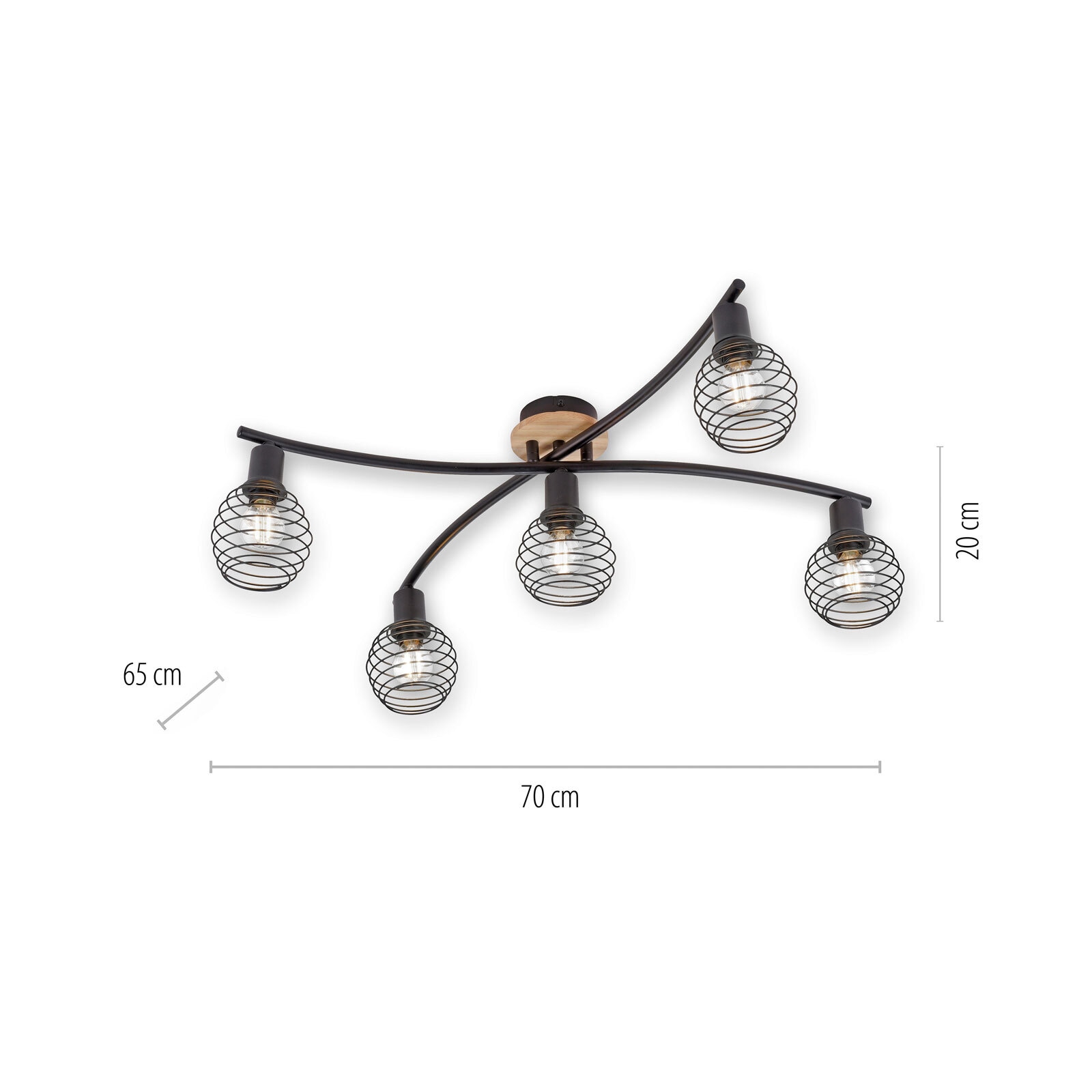 Deckenleuchte Eugen 5x60W schwarz/braun