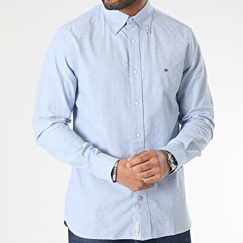 Chemise Manches Longues Flex Oxford Dobby 0664 Bleu Clair
