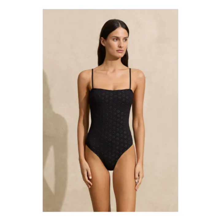 Peony Maillot 1 Pièce Broderie | Noir