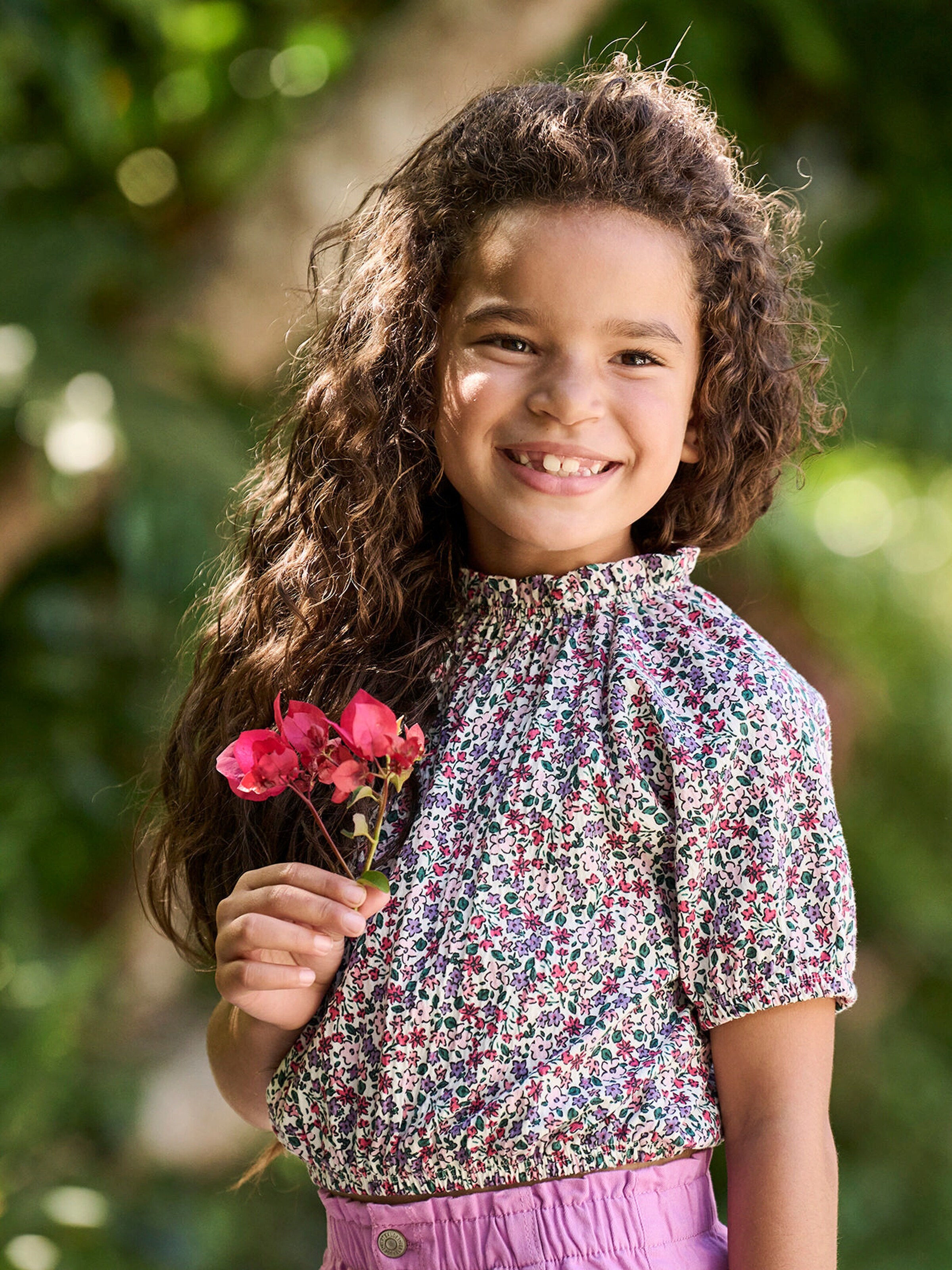 Vertbaudet Mädchen Blusenshirt in Cropped-Länge wollweiß
