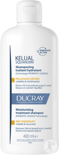 Ducray Kelual Squanorm Shampoing Traitant Hydratant Pellicules Sèches Recharge 400ml