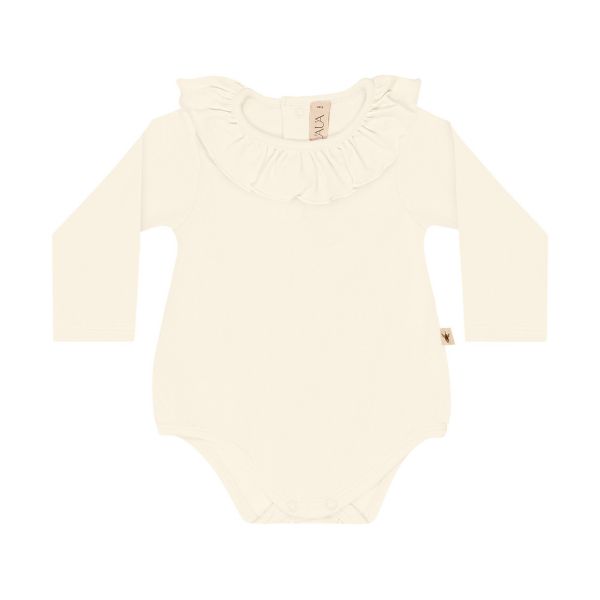 UAUA Ruffle Romper Lange Mouwen - 3-6 Mnd - Crema