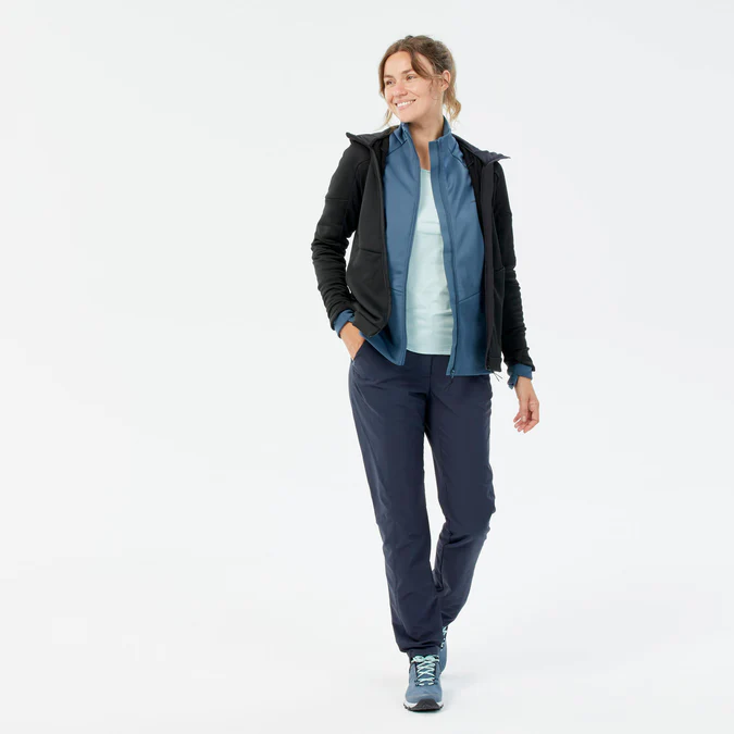 Decathlon Quechua - Jaqueta Fleece Feminina para Caminhada Quechua - MH520 com Capuz