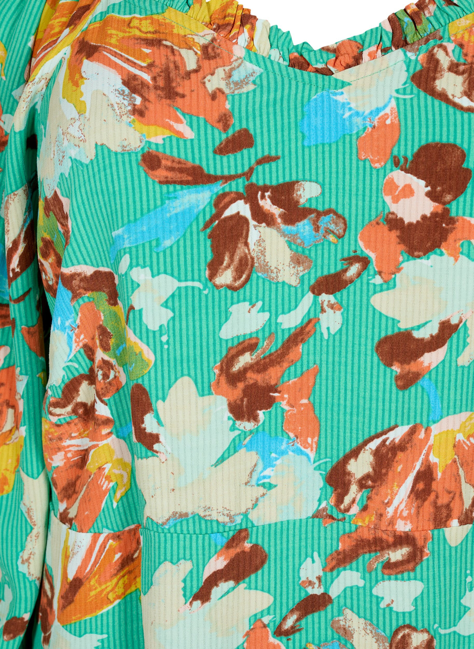 Viskose bluse med print og 3/4 ærmer