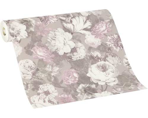 Vliesbehang 02513-70 bloemen bruin beige