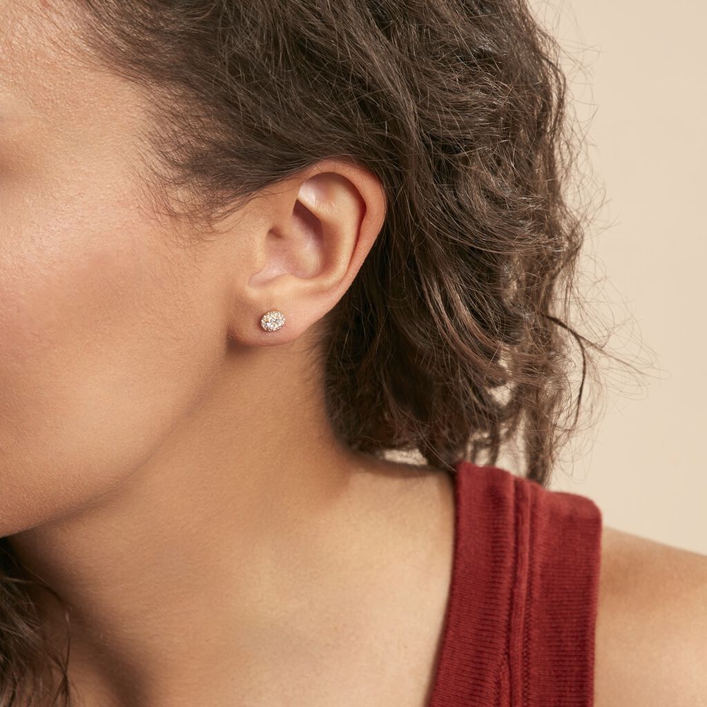 Boucles D'oreilles Puces Edmee Or Jaune Oxyde De Zirconium