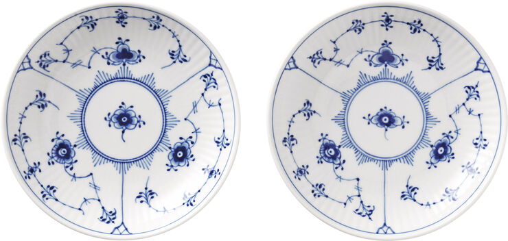 Royal Copenhagen Musselmalet Riflet skål sæt, 13 cm. , 2 stk. Hvid