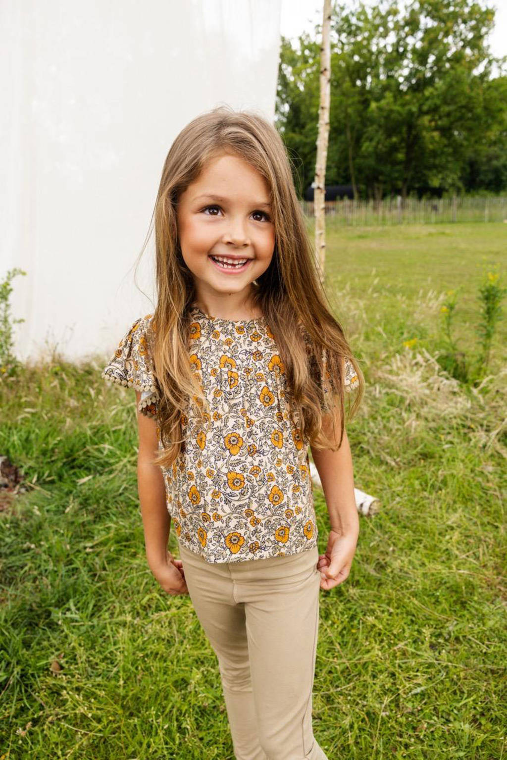 LOOXS gebloemdetop bruin/oranje