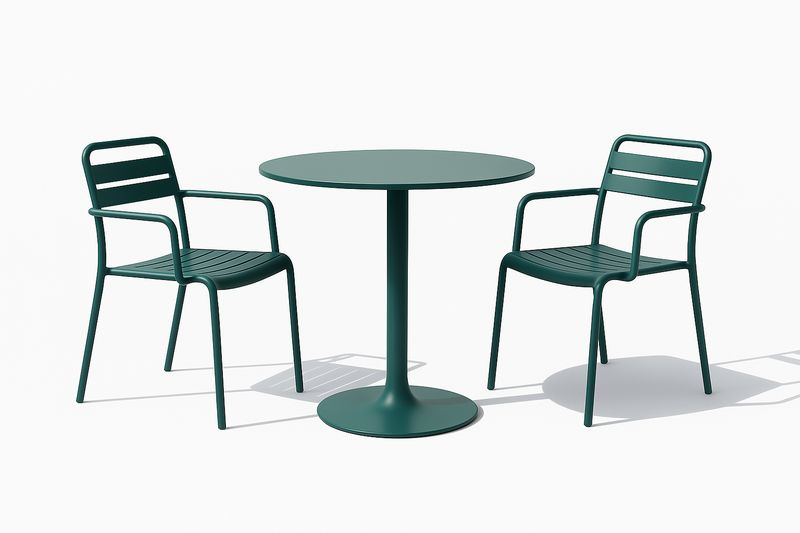 Metall Gartenmöbelset Runder Tisch mit 2 Stühlen Grün