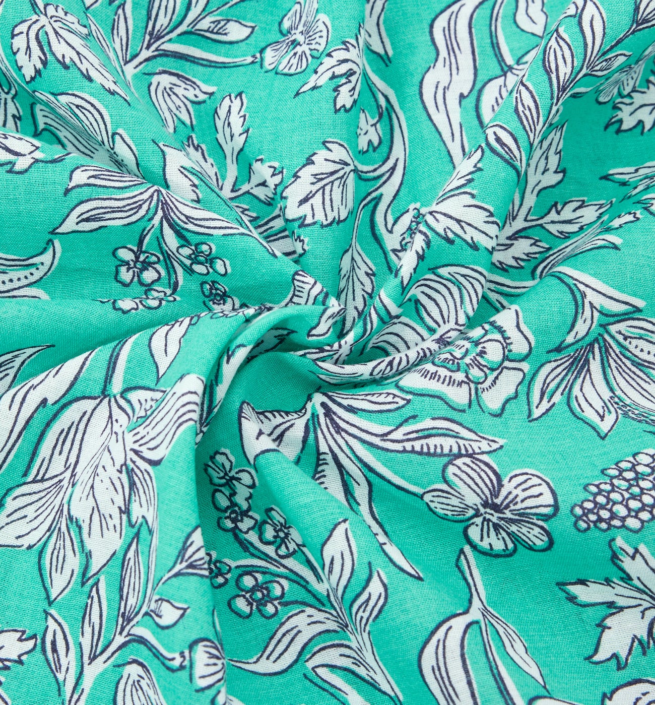 Coupon 2 m en voile de coton - Imprimé vert