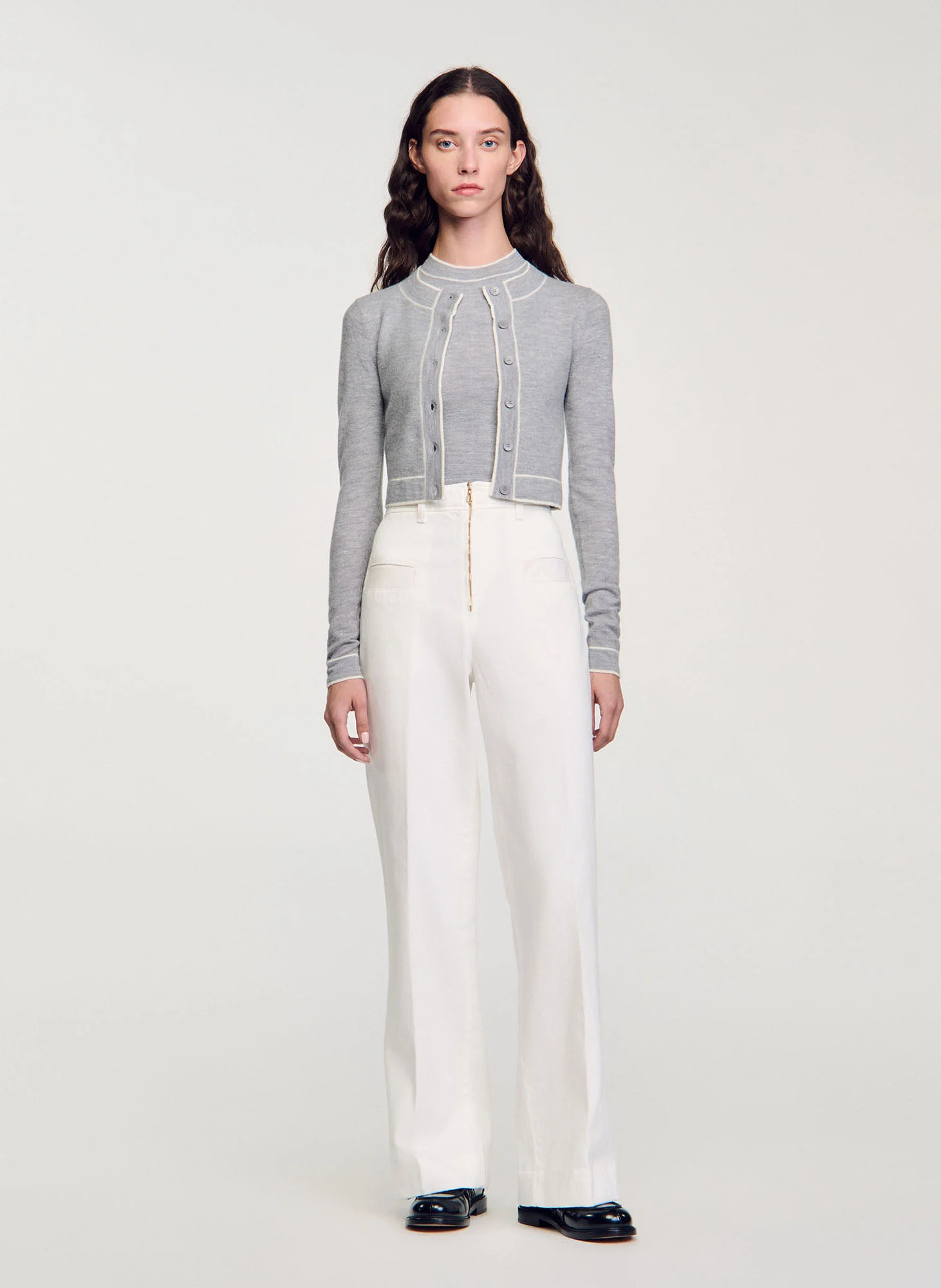 Gilet col rond en laine | Gris