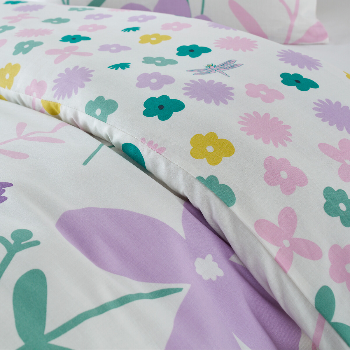 SO'HOME<br>Conjunto de cama infantil em algodão, fronha quadrada, estampa Fleurs