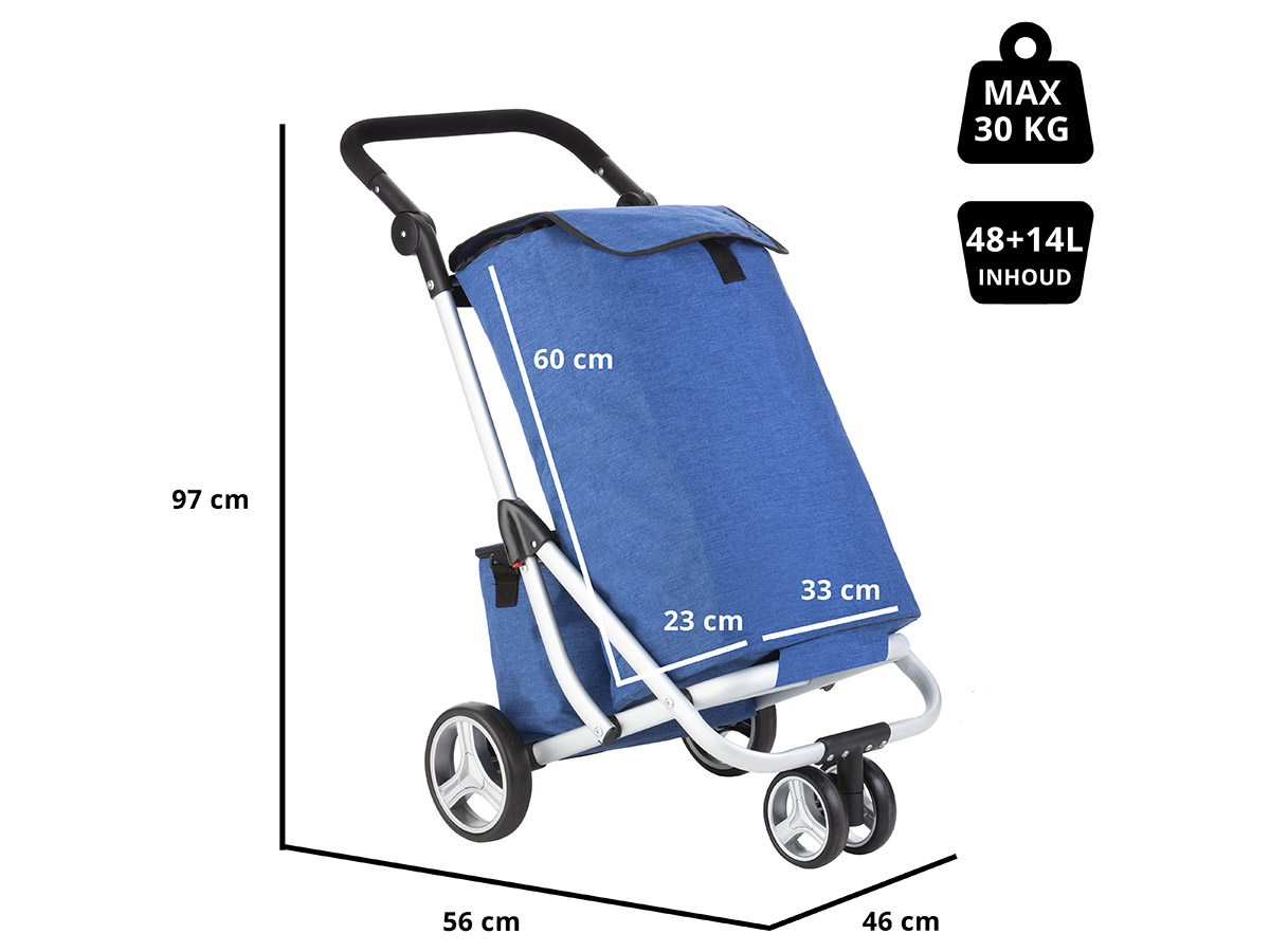 Cruiser 3-Wheel 58 liter boodschappentrolley met koeltas - Blue
