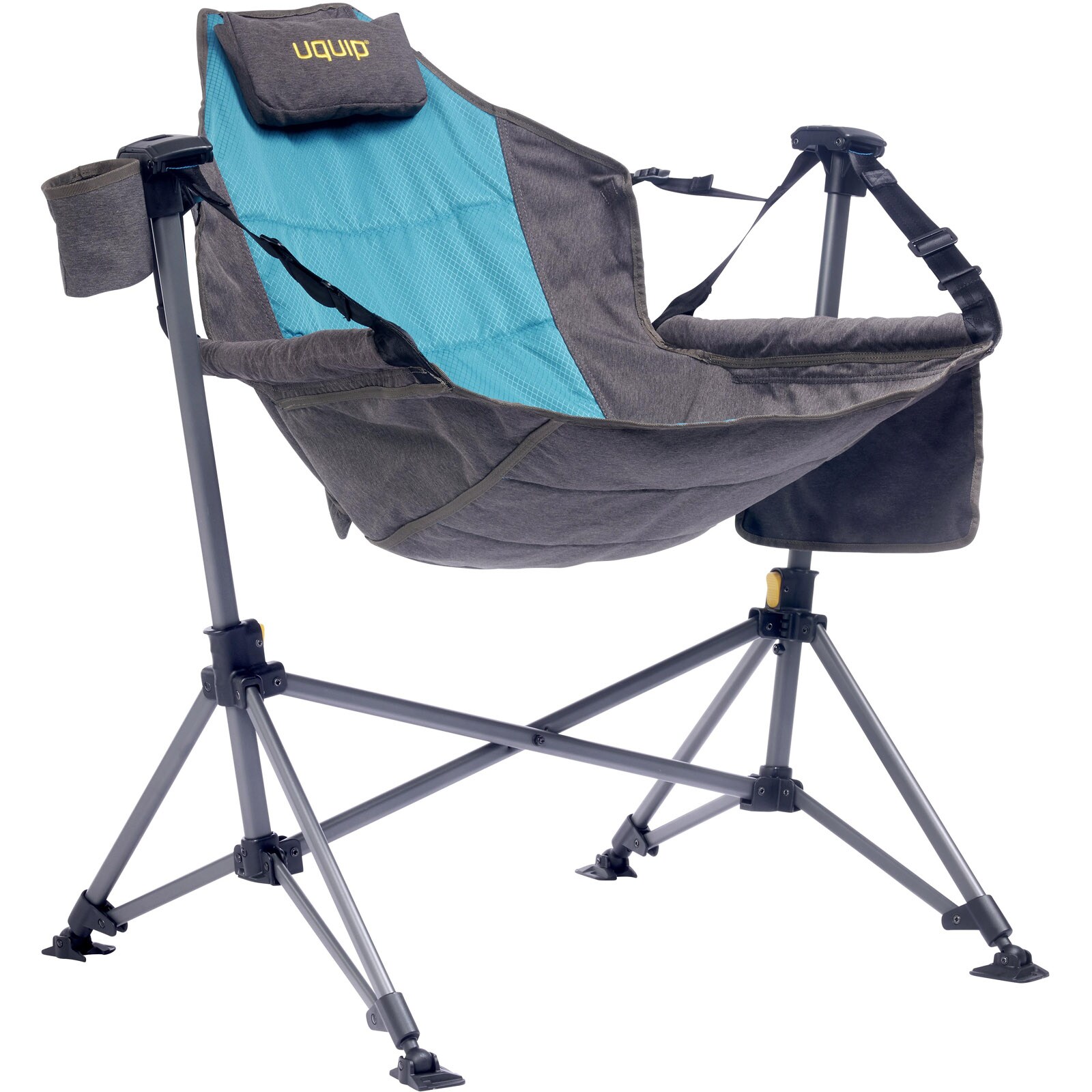 UQUIP Campingstuhl Rocky 2.0 Strandstuhl Schaukelstuhl Hänge Sessel Klappstuhl Farbe: Petrol/grey